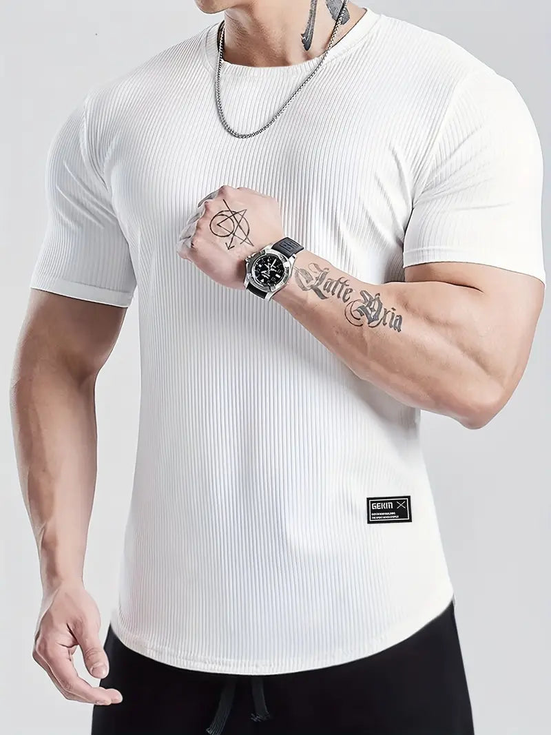 Camiseta Fitness de Malha Respirável e Elástica