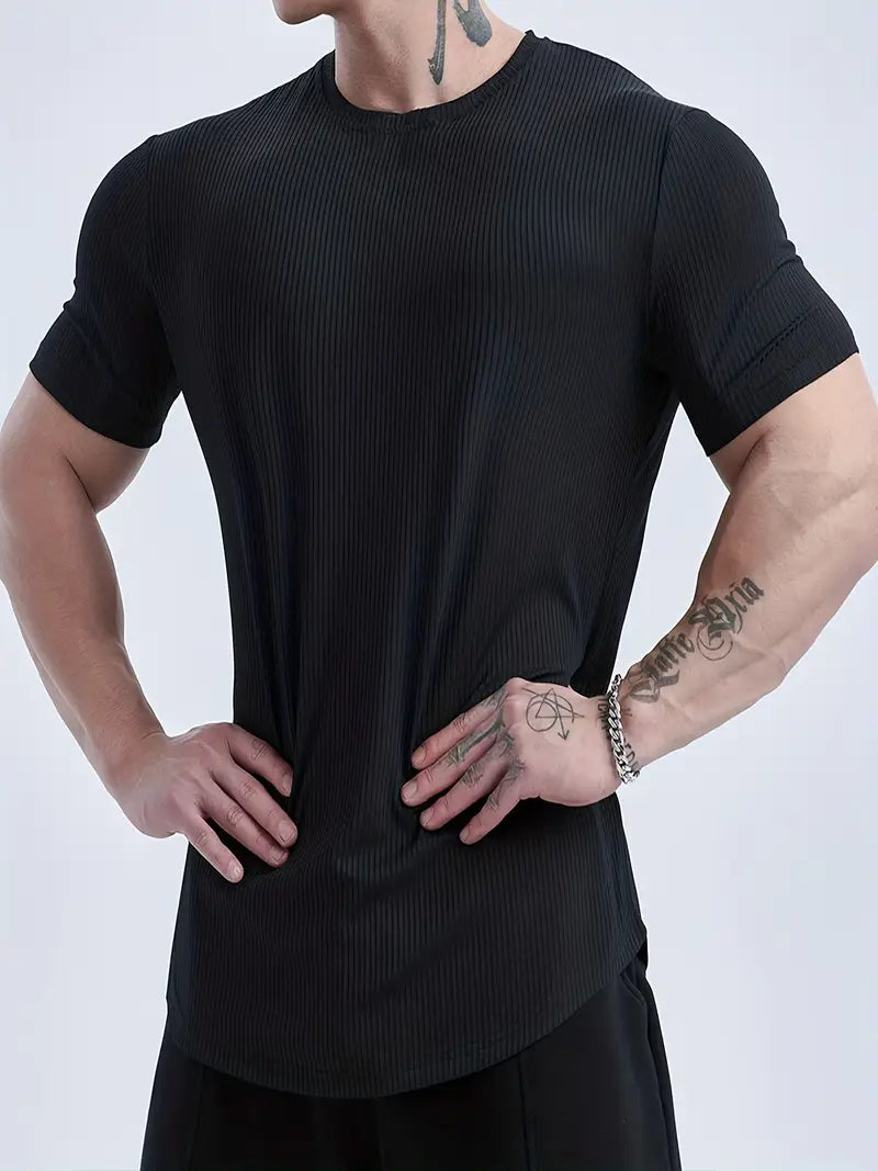 Camiseta Fitness de Malha Respirável e Elástica